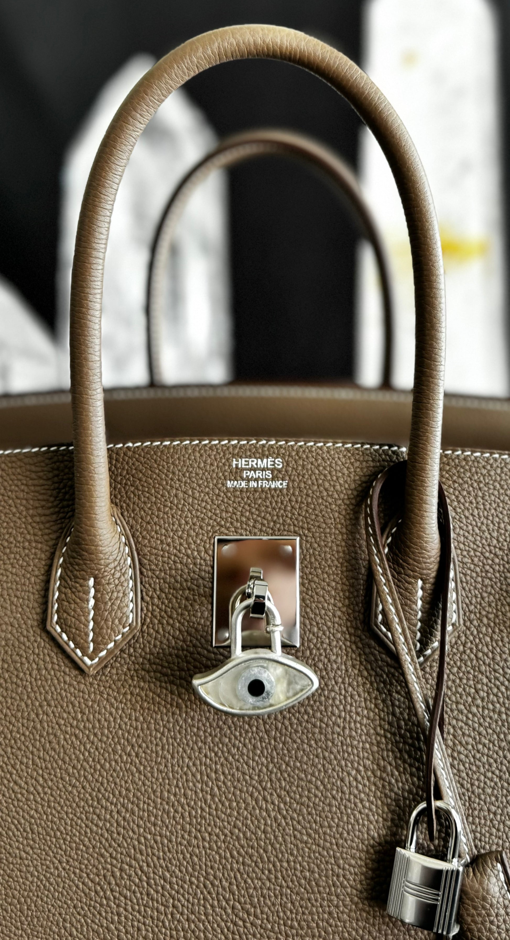 Evil Eye Bag Charm in Silver. 