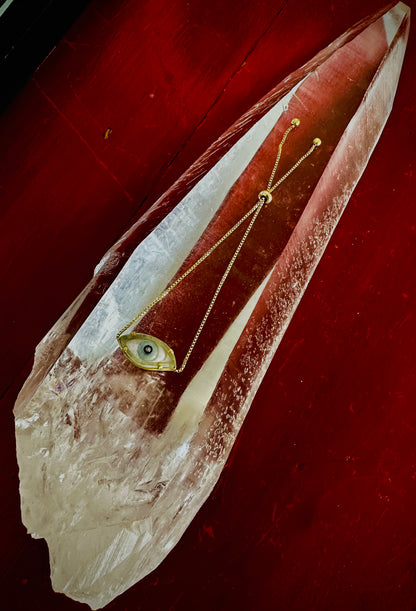 Gold and Diamond Evil Eye Bracelet