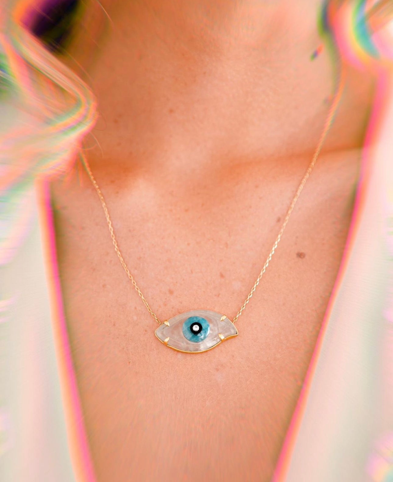 Diamond and Gold Evil Eye Necklace